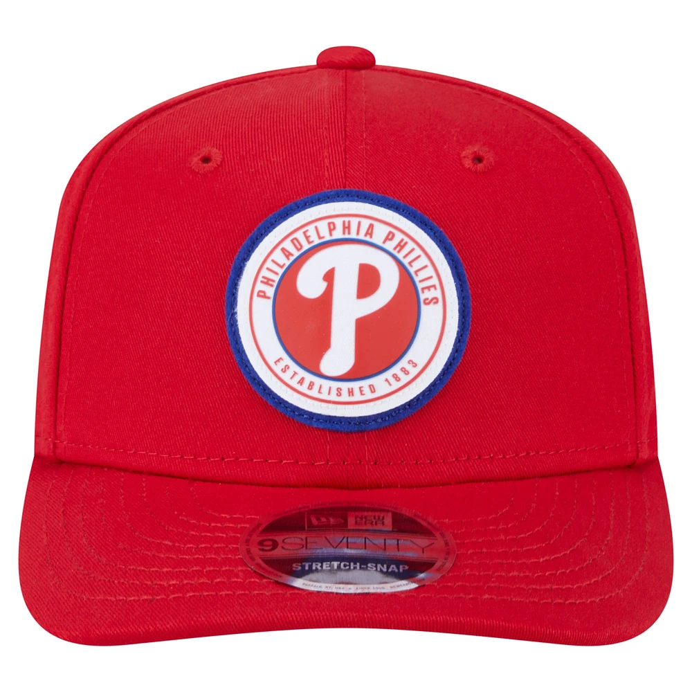 Men's New Era Red Philadelphia Phillies Circle Patch 9SEVENTY Stretch-Snap Hat