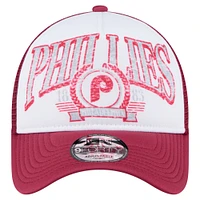 Men's New Era  Red Philadelphia Phillies Distressed 9FORTY A-Frame Adjustable Trucker Hat