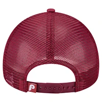 Men's New Era  Red Philadelphia Phillies Distressed 9FORTY A-Frame Adjustable Trucker Hat