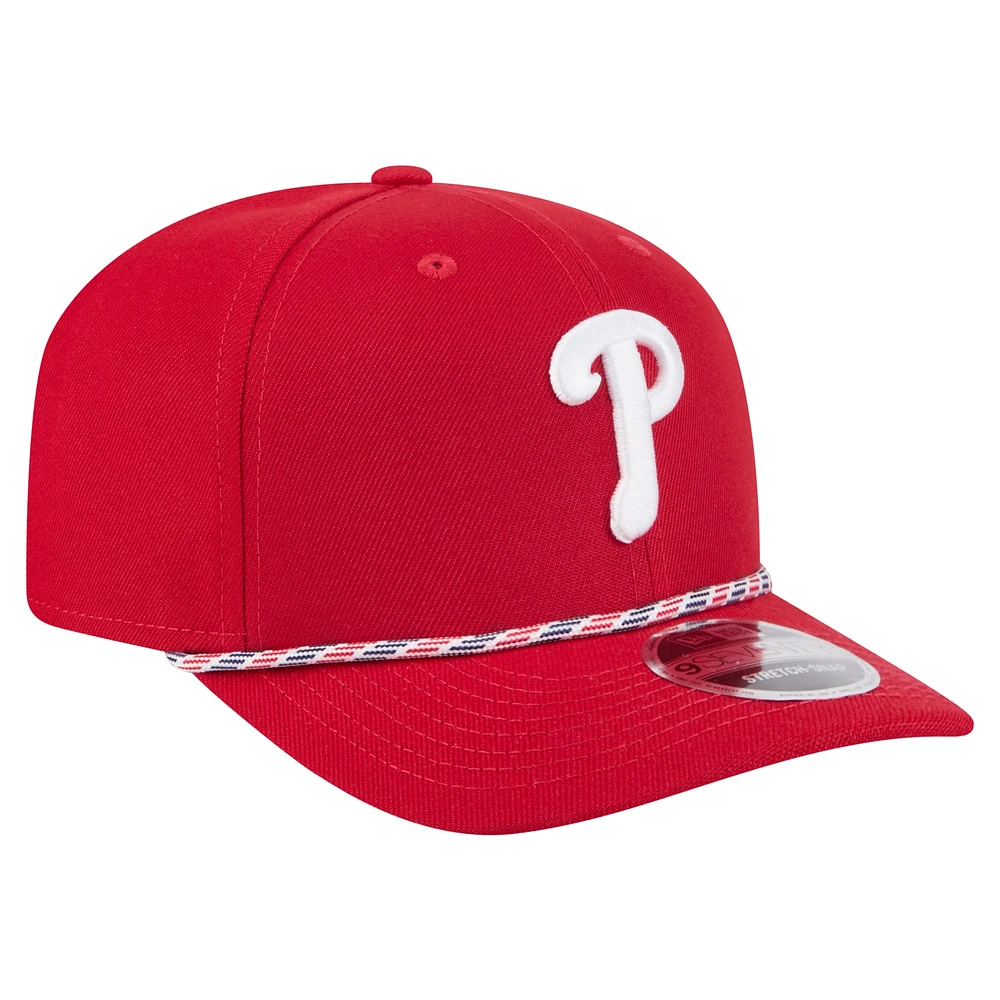 Men's New Era Red Philadelphia Phillies Multi-Rope 9SEVENTY Stretch-Snap Hat