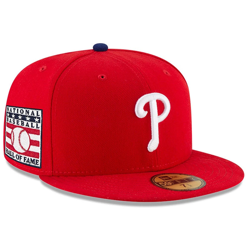 Casquette ajustée 59FIFTY rouge du Temple de la renommée baseball national des Phillies Philadelphie New Era pour hommes