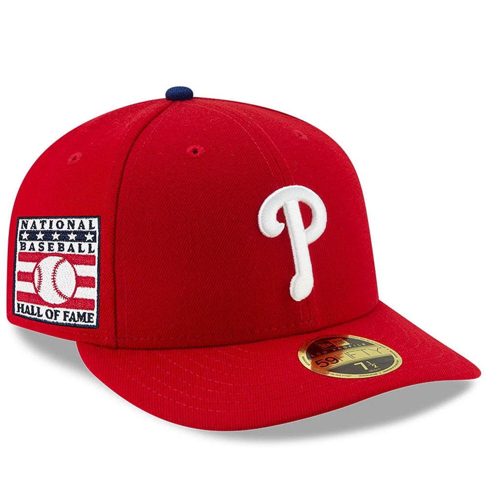 Casquette ajustée 59FIFTY à profil bas du Temple de la renommée baseball national des Phillies Philadelphie New Era pour hommes, rouge