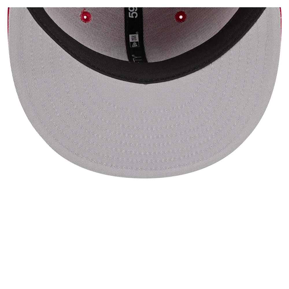 Men's New Era Red Philadelphia Phillies Overlap 59FIFTY Fitted Hat