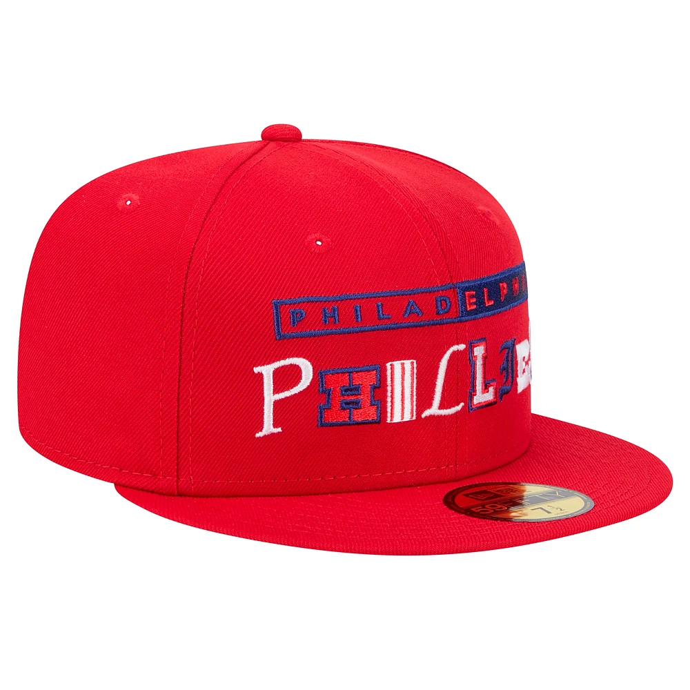 Men's New Era Red Philadelphia Phillies Ransom 59FIFTY Fitted Hat