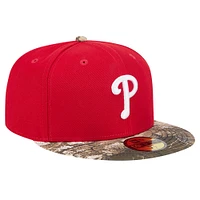 Casquette ajustée 59FIFTY rouge Philadelphia Phillies Realtree Camo New Era pour hommes