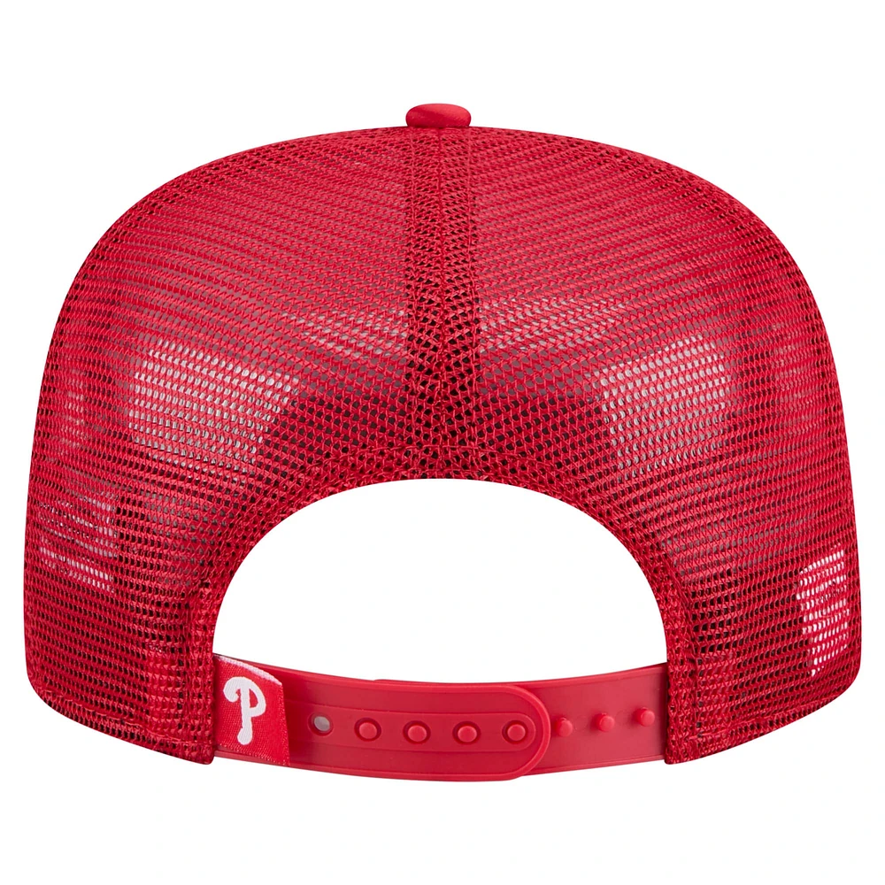 Casquette de golf ajustable rétro en satin rouge des Philadelphia Phillies pour homme de New Era
