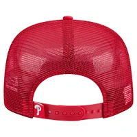 Casquette de golf ajustable rétro en satin rouge des Philadelphia Phillies pour homme de New Era
