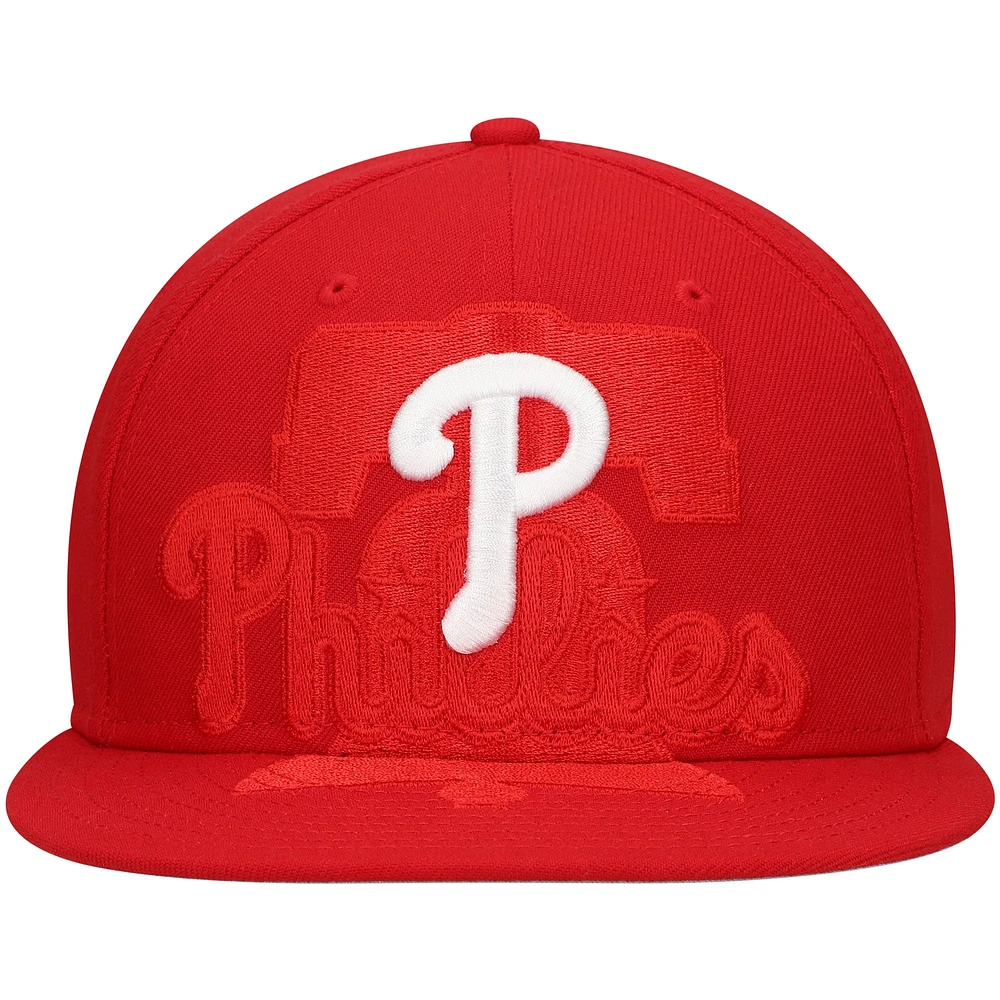 Casquette ajustée 59FIFTY rouge avec logo Shadow des Phillies de Philadelphie New Era pour hommes