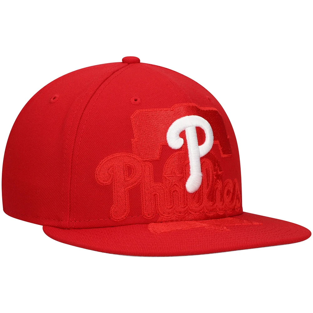 Casquette ajustée 59FIFTY rouge avec logo Shadow des Phillies de Philadelphie New Era pour hommes