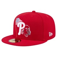 Men's New Era Red Philadelphia Phillies State Stitch 59FIFTY Fitted Hat
