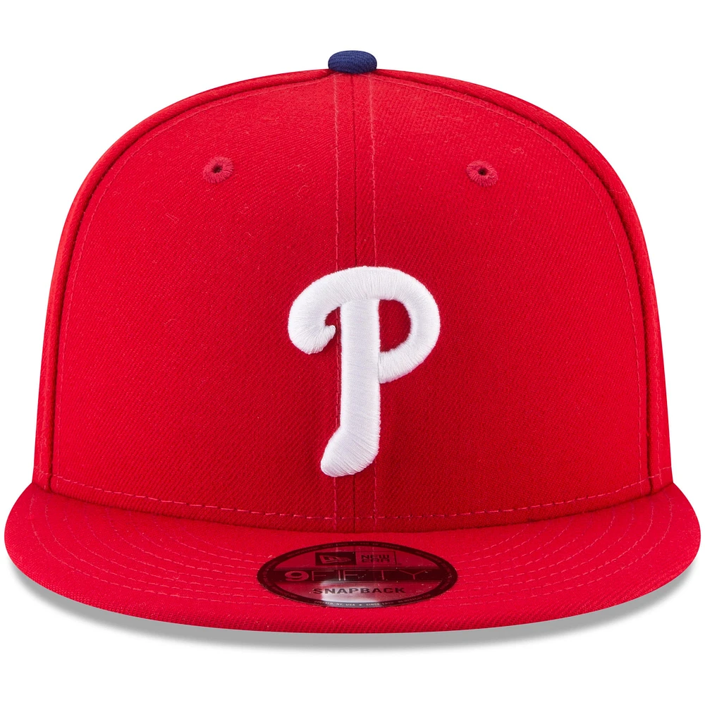 Casquette Snapback 9FIFTY Team Color des Phillies de Philadelphie rouge New Era pour homme