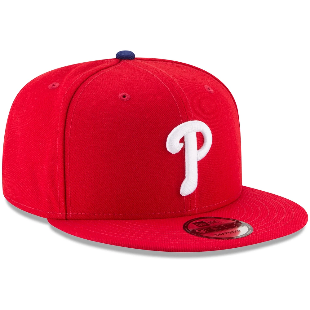 Men's New Era Red Philadelphia Phillies Team Color 9FIFTY Snapback Hat