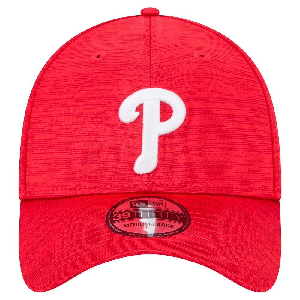 Casquette flexible rouge Philadelphia Phillies Tech 39THIRTY New Era pour hommes