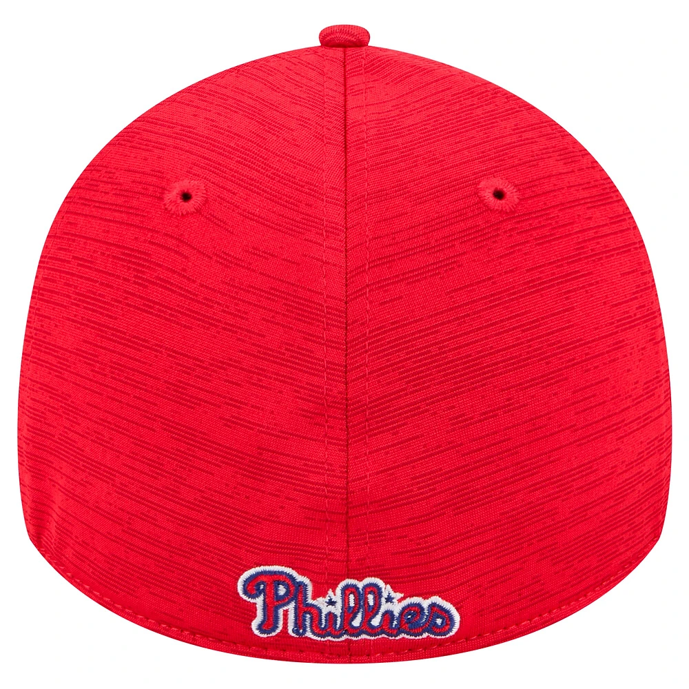 Casquette flexible rouge Philadelphia Phillies Tech 39THIRTY New Era pour hommes