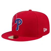Men's New Era Red Philadelphia Phillies Yarn Stitch 59FIFTY Fitted Hat