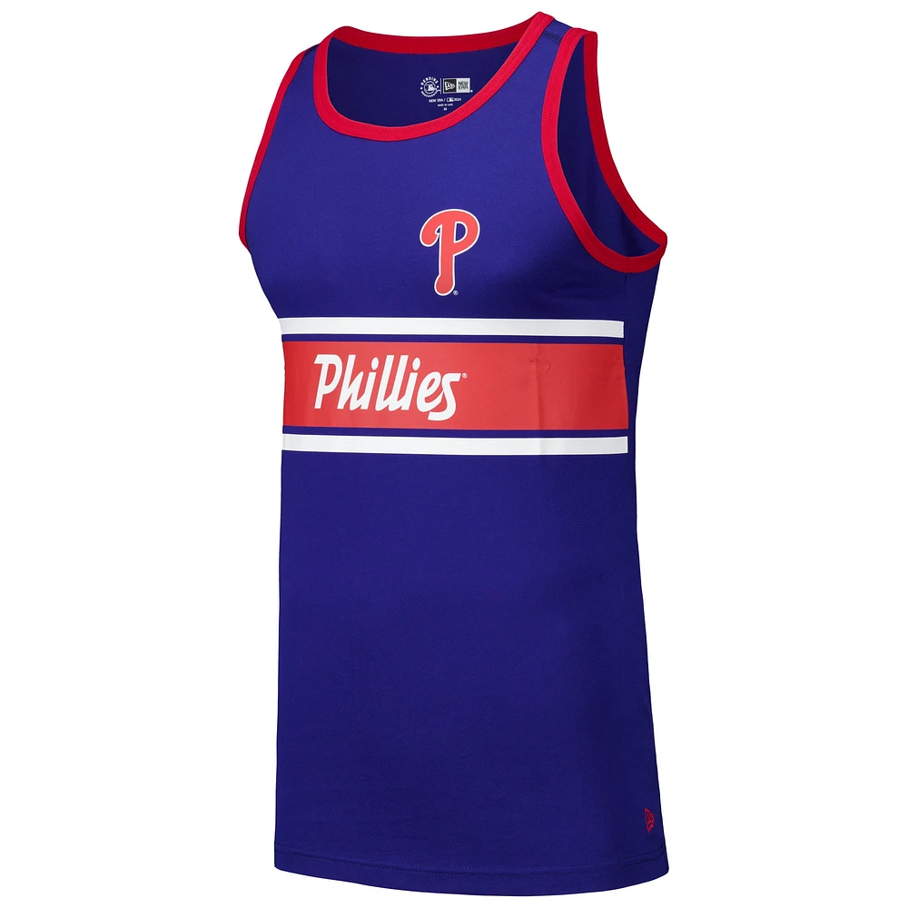 Men's New Era Royal Philadelphia Phillies Jersey Ringer Tank Top