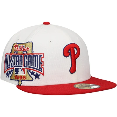 Casquette ajustée 59FIFTY Major Sidepatch des Phillies de Philadelphie New Era pour hommes, blanc/rouge