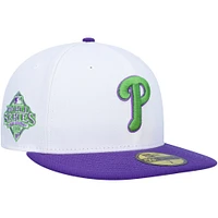 Casquette ajustée 59FIFTY pour homme des Phillies de Philadelphie 2008 avec écusson latéral New Era, blanc