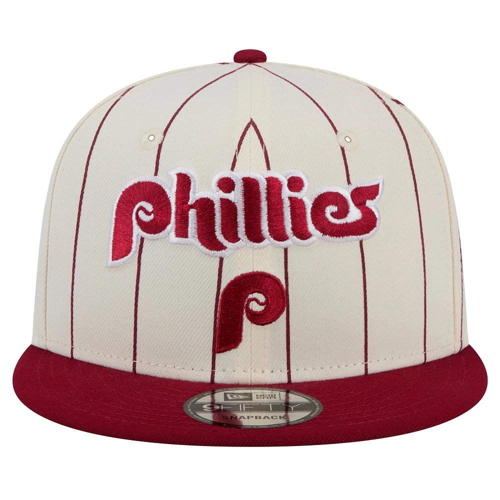 Men's New Era White Philadelphia Phillies Jersey Pinstripe 9FIFTY Snapback Hat