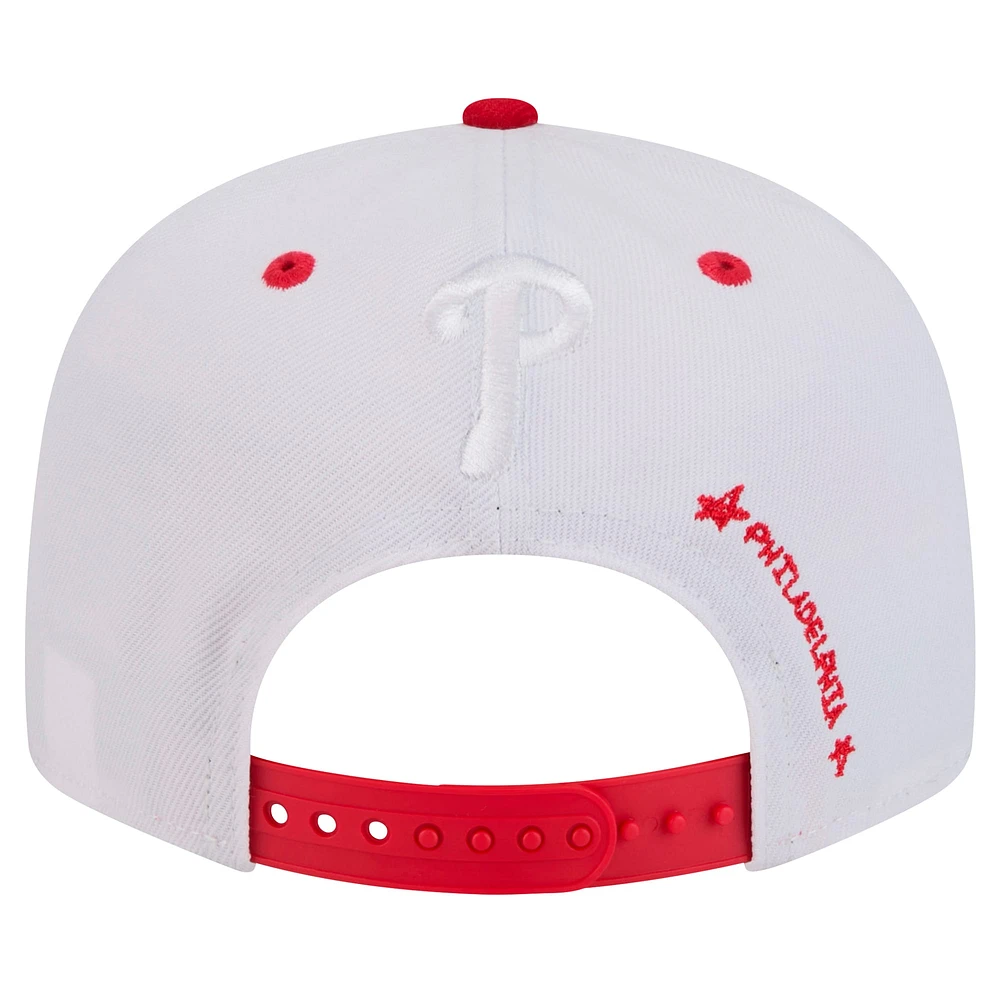 Casquette Snapback officielle 9FIFTY des Philadelphia Phillies de New Era pour homme blanche