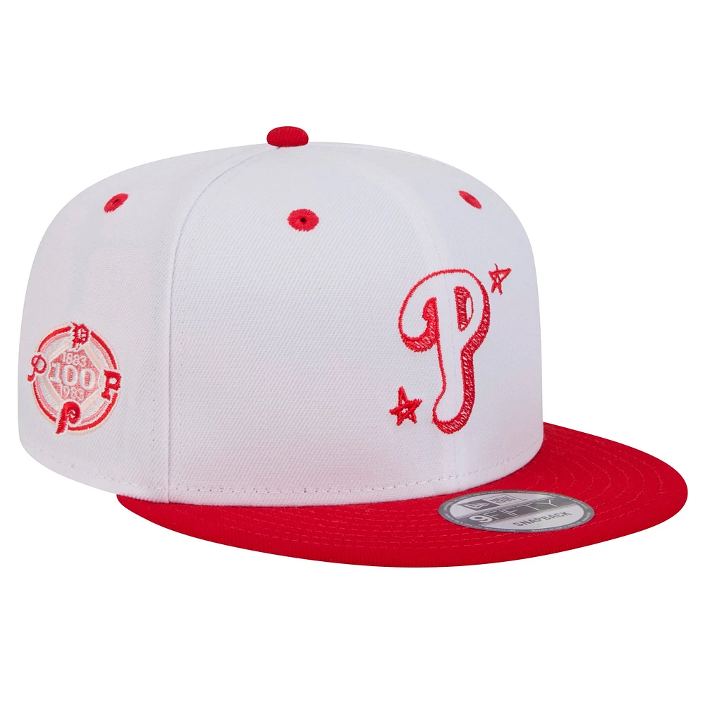 Casquette Snapback officielle 9FIFTY des Philadelphia Phillies de New Era pour homme blanche