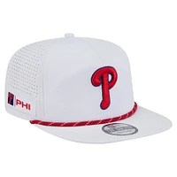 Men's New Era White Philadelphia Phillies Perforated Golfer Snapback Hat