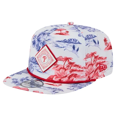 Men's New Era White Philadelphia Phillies Printed Island Golfer Snapback Hat
