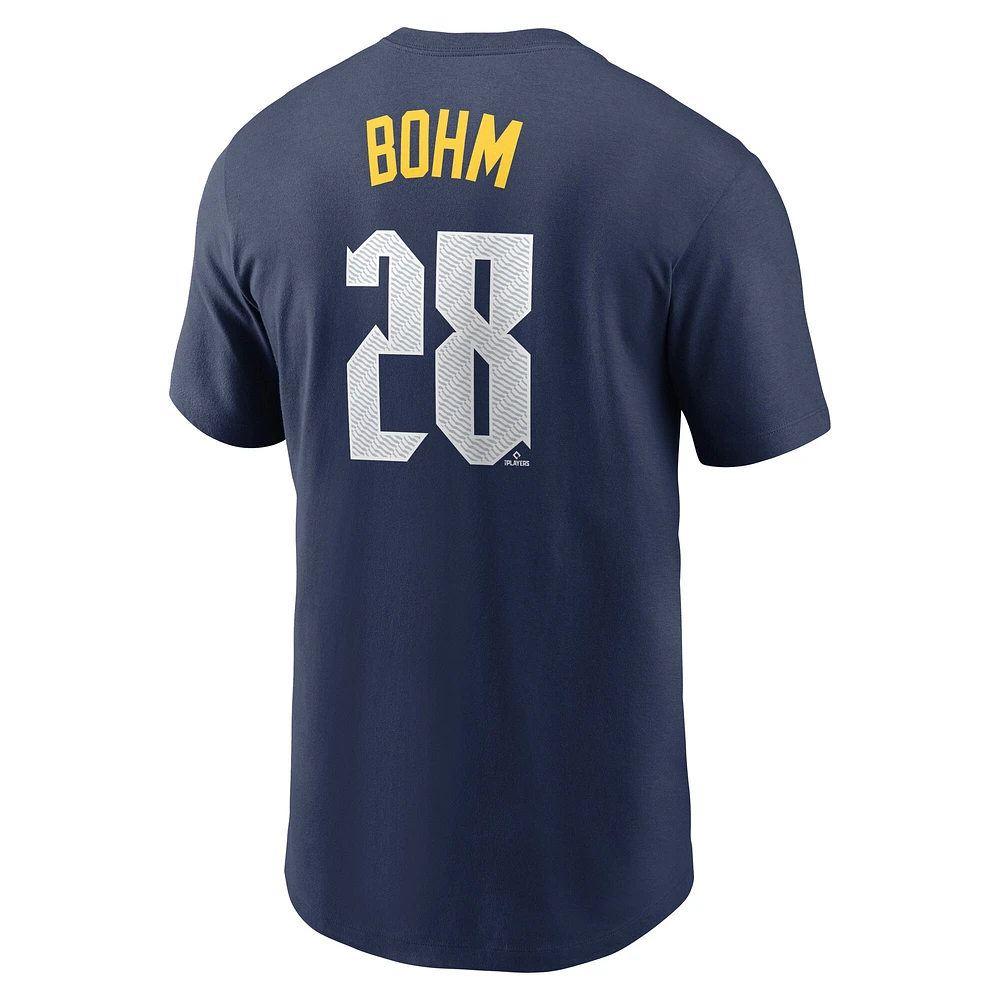 Men's Nike Alec Bohm Navy Philadelphia Phillies 2024 City Connect Fuse Name & Number T-Shirt