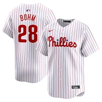 Maillot de joueur Nike Alec Bohm pour homme, blanc, Philadelphia Phillies, Domicile Limited