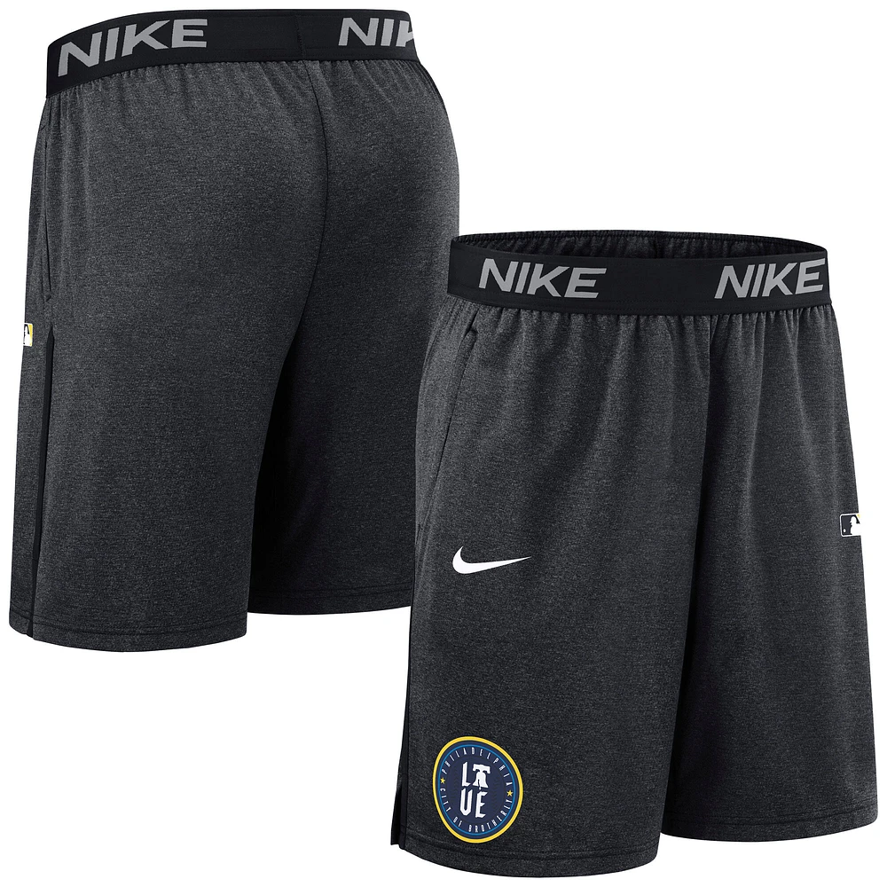 Men's Nike  Black Philadelphia Phillies Authentic Collection City Connect Performance Knit Shorts