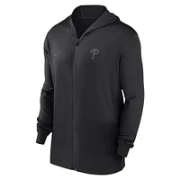 Sweat à capuche léger entièrement zippé Philadelphia Phillies Authentic Collection Travel Performance pour homme de Nike, noir