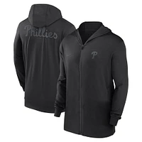 Sweat à capuche léger entièrement zippé Philadelphia Phillies Authentic Collection Travel Performance pour homme de Nike, noir