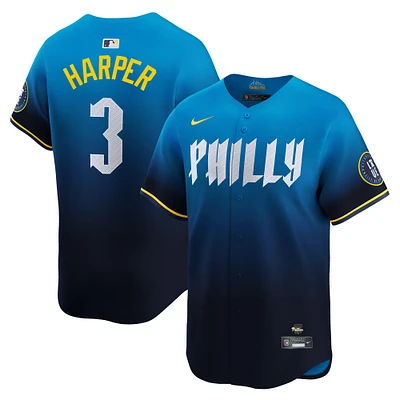 Maillot de joueur Nike Bryce Harper pour hommes, bleu, Phillies Philadelphie 2024 City Connect Limited