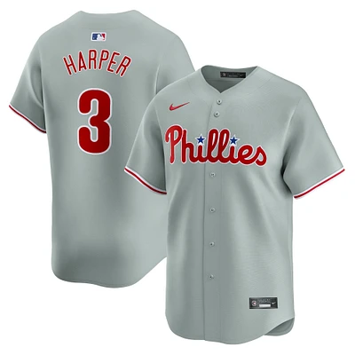 Maillot de joueur Nike Bryce Harper pour hommes, gris, Philadelphia Phillies Away Limited Player