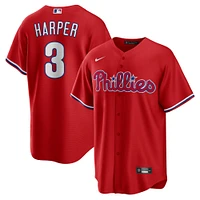 Maillot réplique alternatif du nom joueur des Philadelphia Phillies de Bryce Harper pour homme Nike rouge