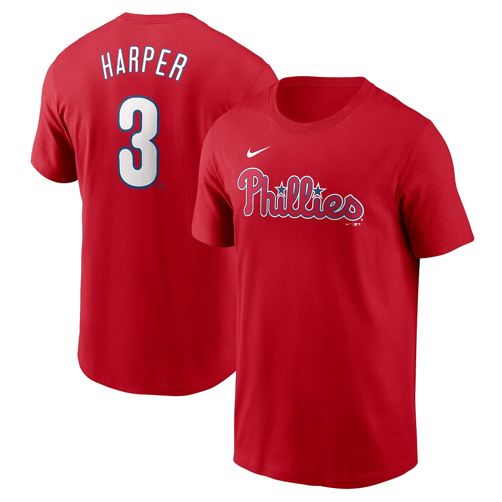 T-shirt avec nom et numéro Nike Bryce Harper pour homme, rouge, Philadelphia Phillies Fuse