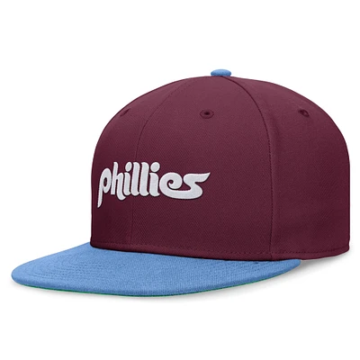 Men's Nike Burgundy/Light Blue Philadelphia Phillies Rewind Cooperstown True Performance Fitted Hat