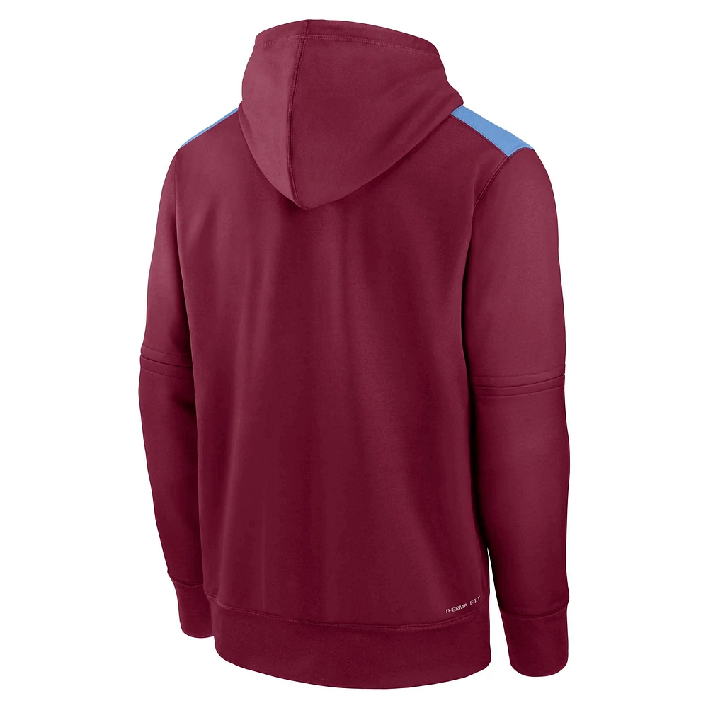 Men's Nike Burgundy Philadelphia Phillies Authentic Collection Performance Pullover Hoodie