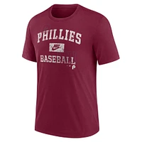 T-shirt Nike bordeaux pour homme Philadelphia Phillies Cooperstown Collection Arch Tri-Blend