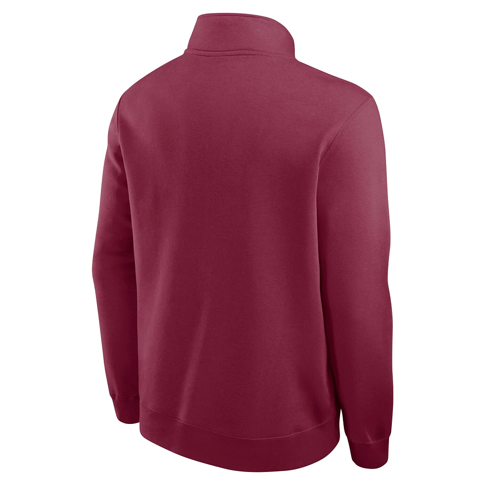 Pull en molleton demi-zippé Nike bordeaux pour homme des Philadelphia Phillies Cooperstown Collection