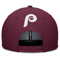 Casquette Snapback Nike Pro Performance gris/bordeaux pour homme des Philadelphia Phillies