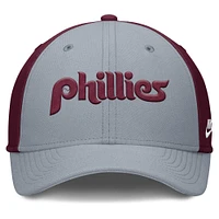 Casquette Nike Performance Flex gris/bordeaux Philadelphia Phillies Rise Swoosh pour homme