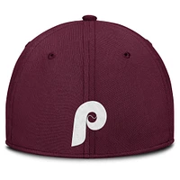 Casquette Nike Performance Flex gris/bordeaux Philadelphia Phillies Rise Swoosh pour homme
