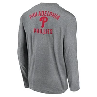 Men's Nike Heather Charcoal Philadelphia Phillies 2-Hit Legend Performance Long Sleeve T-Shirt