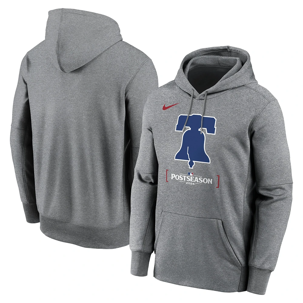 Sweat à capuche Nike Heather Charcoal Philadelphia Phillies 2024 MLB Authentic Collection Therma pour homme