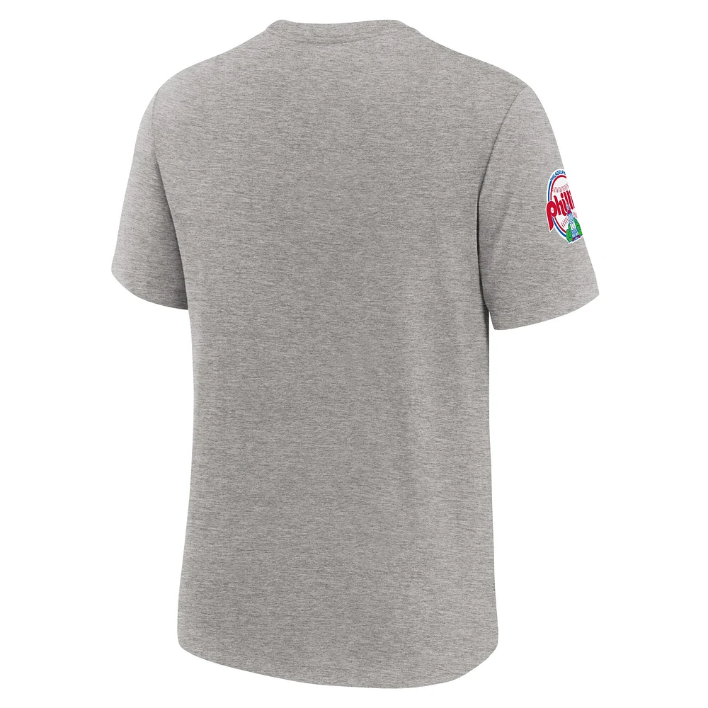 Men's Nike Heather Gray Philadelphia Phillies Cooperstown Collection Eras Tri-Blend T-Shirt