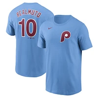 T-shirt Nike J.T. Realmuto bleu clair pour homme avec nom et numéro Fuse des Philadelphia Phillies