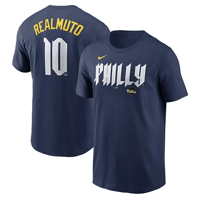 Nike J.T. pour hommes Realmuto Navy Philadelphia Phillies 2024 City Connect Fuse Nom et numéro du joueur T-shirt