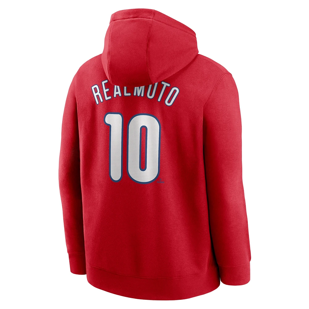 Nike J.T. pour hommes Nom et numéro du joueur des Phillies de Philadelphie Realmuto Rouge Sweat à capuche épais