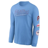 Men's Nike Light Blue Philadelphia Phillies Cooperstown Collection Knockout Long Sleeve T-Shirt
